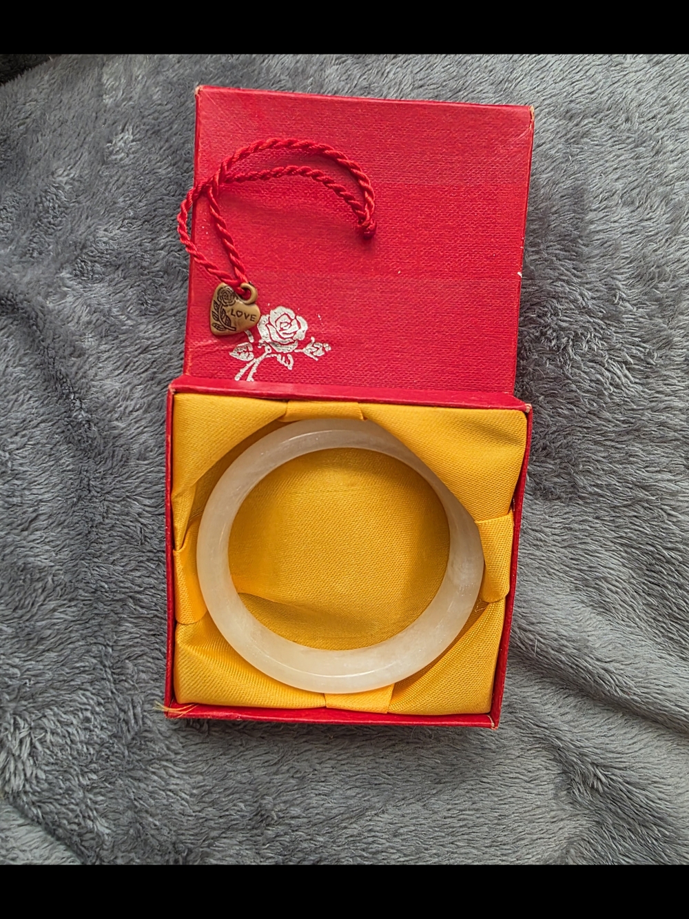 New Semi-translucent White Jade Bangle Bracelet with Red Gift Box
